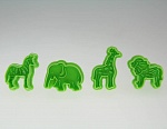 Набор форменных пластмассовых резаков Makin’s «Животные зоопарка» – слон, зебра, лев и жираф