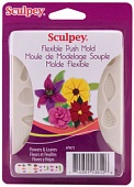 Гибкая форма для слепков Sculpey Flexible Push Mold, цветы и листья