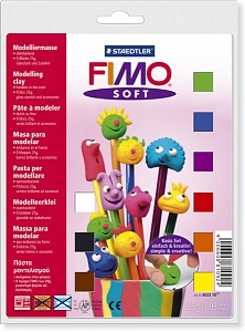 Основной комплект полимерной глины FIMO Soft 9х25г, лак, инструмент, формочки