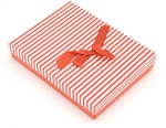 Коробка крышка в полоску 16х12 см, красная