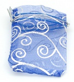 Мешочек органза с рисунком 9х12 см, синий